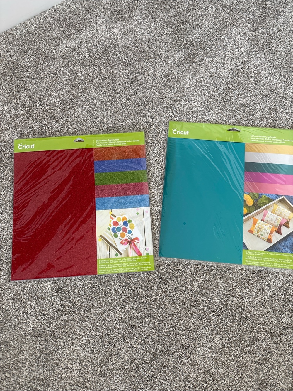 Cricut glitter cardstock , and foil paper